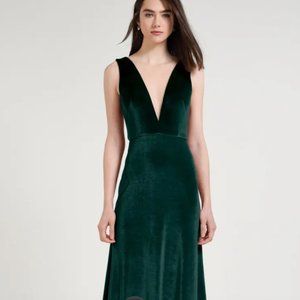 Jenny Yoo Logan Bridesmaid Dress Velvet Emerald Green